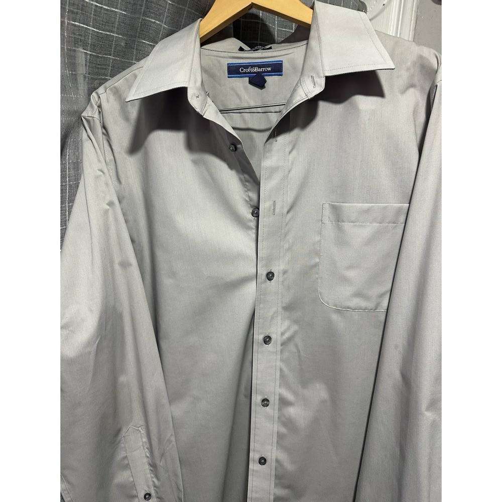Croft & Barrow Men's Gray Wrinkle-Resistant Broadcloth Dress Shirt 17 34/35